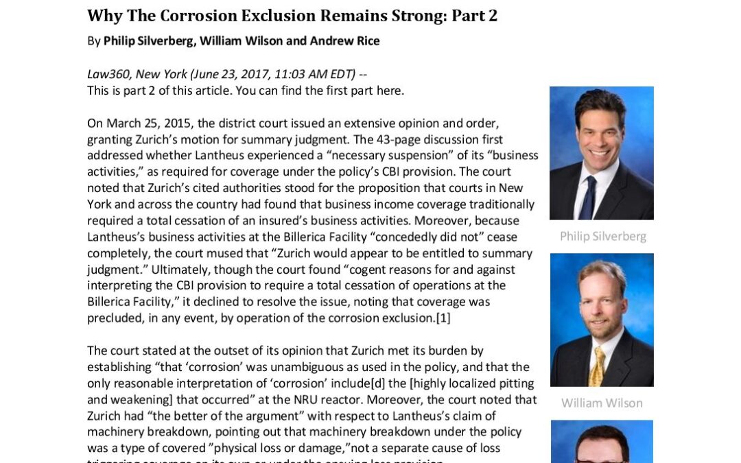 Why The Corrosion Exclusion Remains Strong Part 2